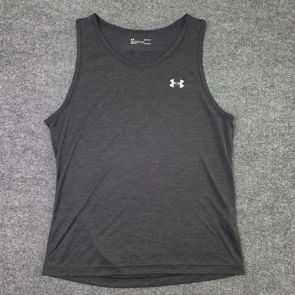 Under Armour Tech Tank Top Mens L Black HeatGear Loose Fit Sleeveless 1242793